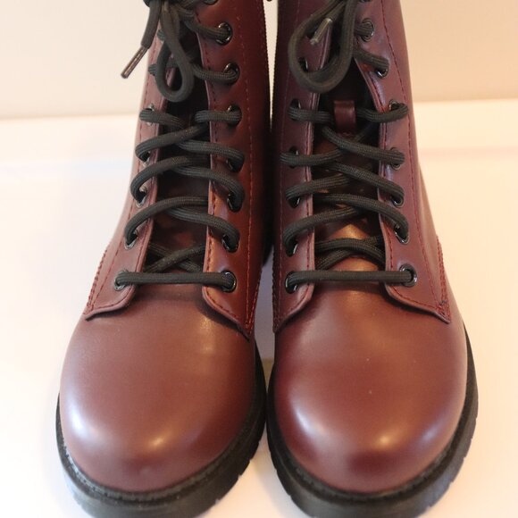 Time and Tru Combat style boots Lace and side zip reddish brown Size 6 - Picture 1 of 12